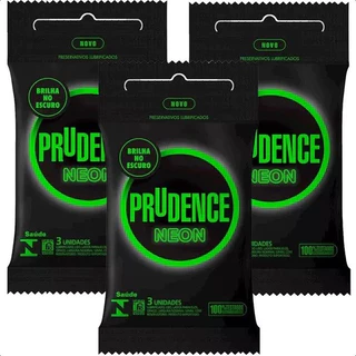 KIT 9 Preservativos Camisinhas Neon Brilha No Escuro Prudence 3 Pacotes com 3un