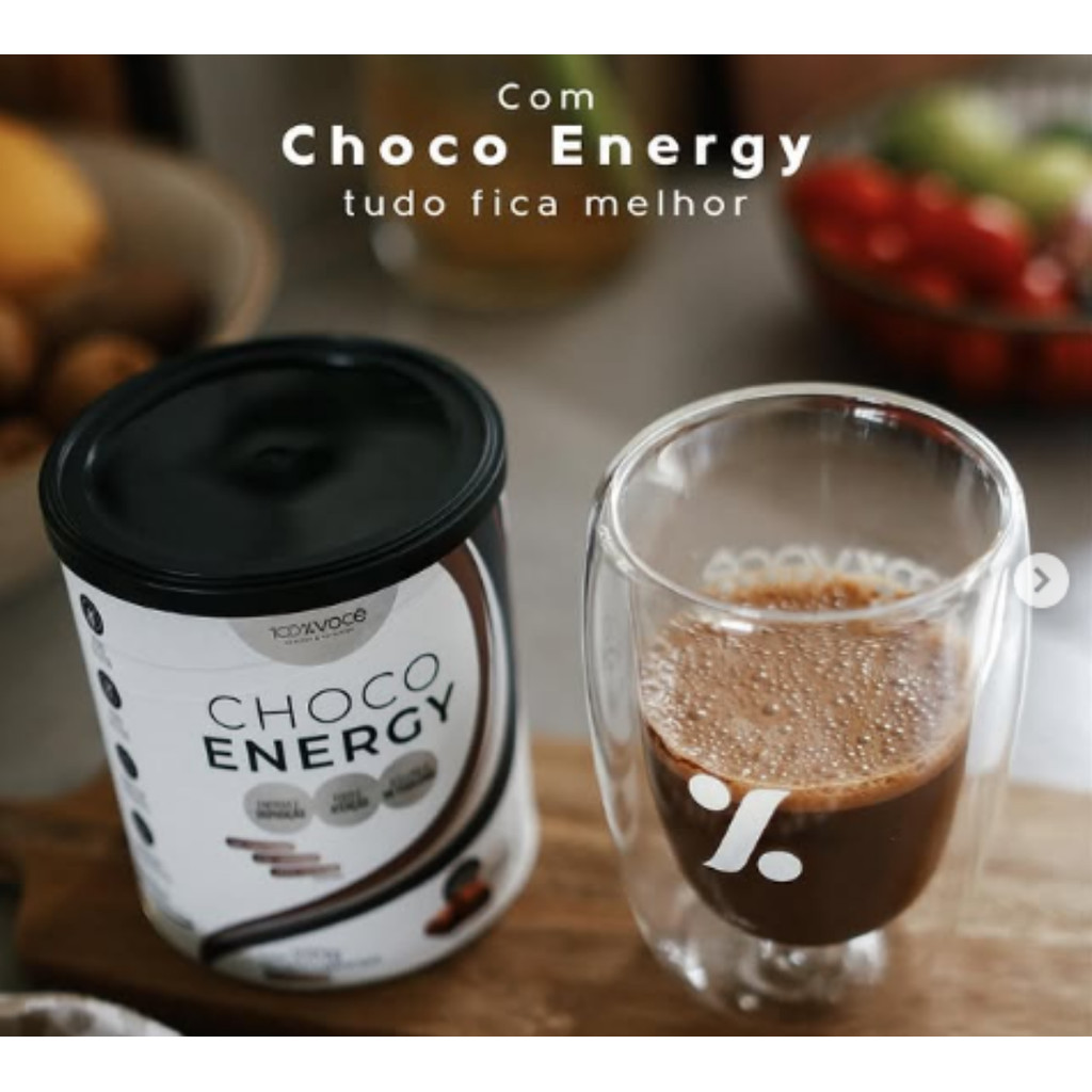 Choco Energy Sabor Chocolate Lata 220g 100% Você | Shopee Brasil