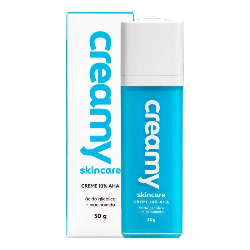 Creme Facial Creamy Skincare 10% AHA Ácido Glicólico + Niacinamida 30g ...