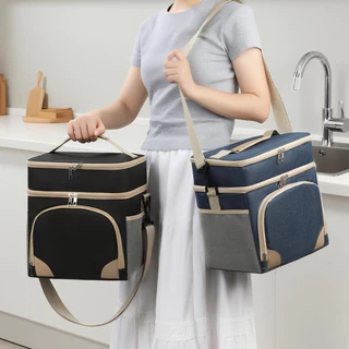 Bolsa Térmica Dupla Camada Grande Capacidade Marmita Almoço Portátil Mão/Ombro Yobel