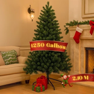 Árvore De Natal 2,1m 1250 Galhos Pinheiro Luxo Grande Cheia