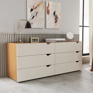 Cômoda 6 Gavetas 63,1x150,1x46 Cm Porto Freijó/Creme
