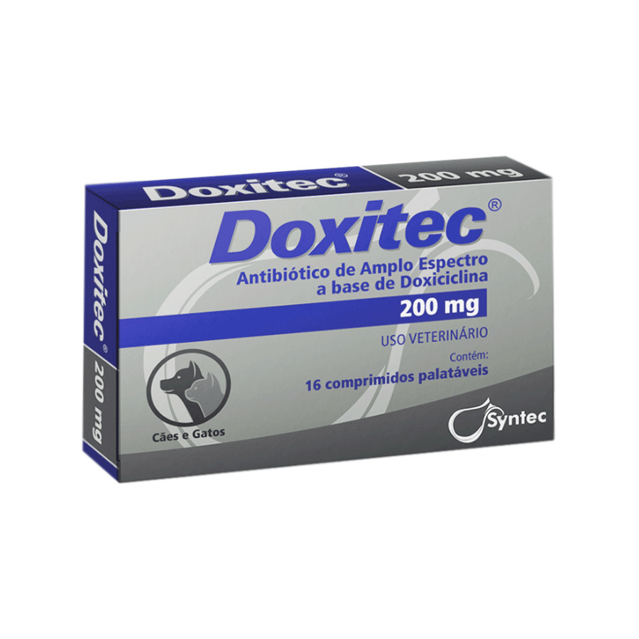 Doxitec 200mg Antibiótico para Cães e Gatos 16 comprimidos | Shopee Brasil