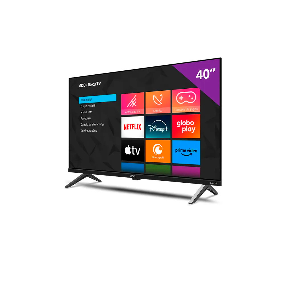 Smart TV LED AOC 40 Polegadas Full HD Roku 40S5045/78 Wi-Fi HDMI Preta ...