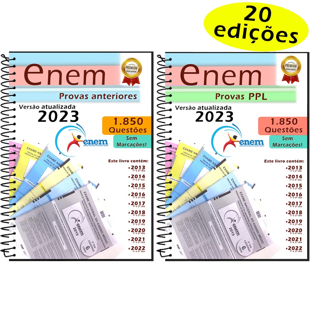 Kit Enem provas anteriores Normal + PPL 2014 a 2023 + gabaritos ...