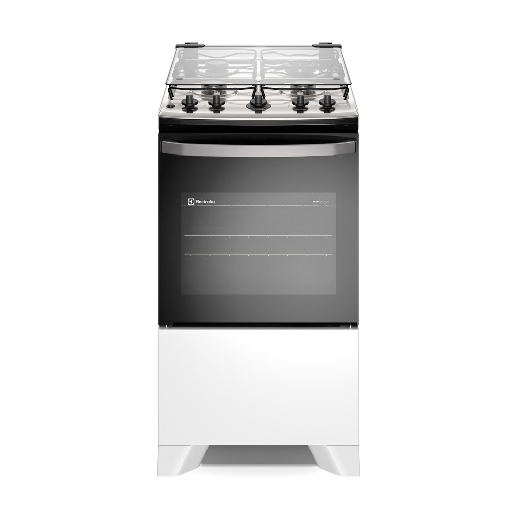 Fogão 4 bocas Electrolux Efficient Branco Mesa Inox, PerfectCook e VaporBake® (FE4IW)