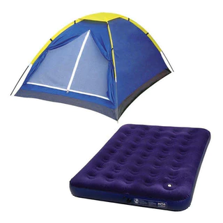 Barraca Camping Iglu 3 Pessoas + Colchão Inflável Casal Mor em Oferta na Shopee