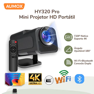 Projetor HY320 Pro Mini Portátil 4K HD com Android, Wi-Fi 6, Bluetooth 5.0 e Tela Até 150"