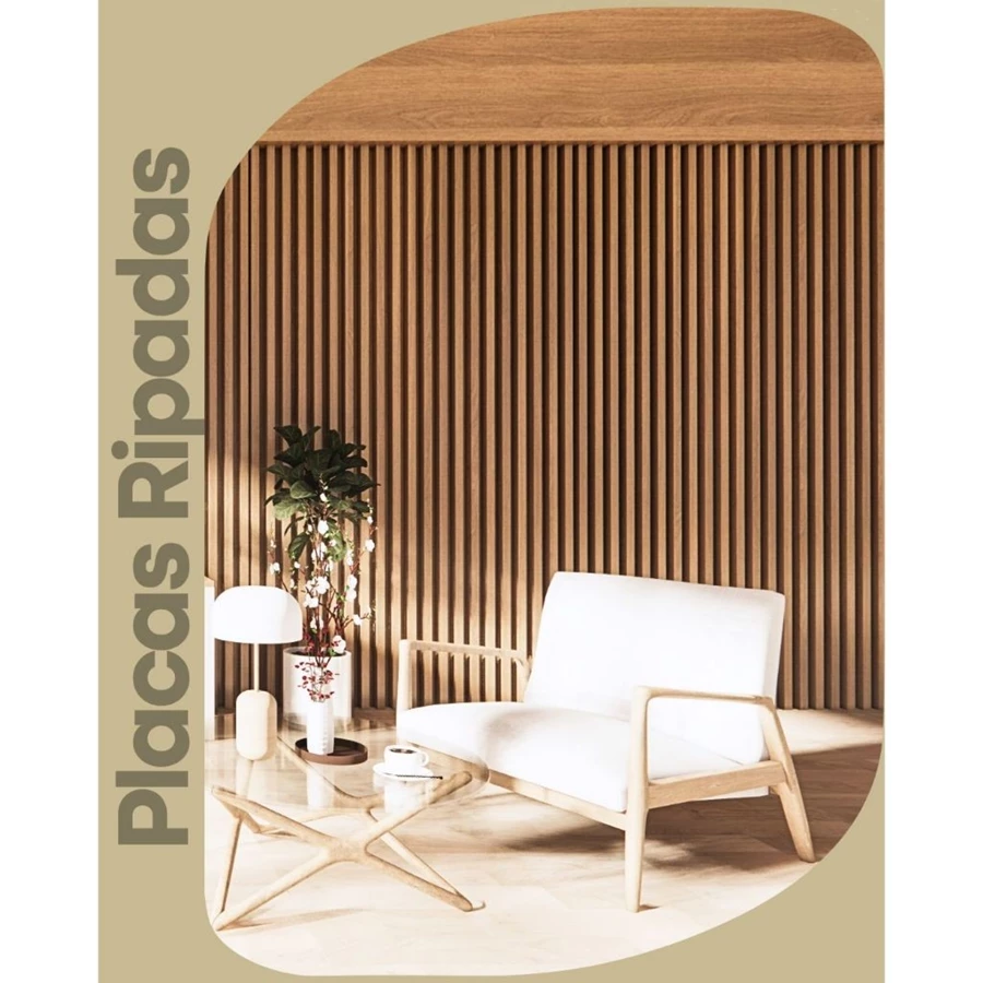 Kit 10 Até 250 Placas Ripados Revestimentos Painel Decorativo MDF PREMIUM ALTA QUALIDADE 45cmx10cm