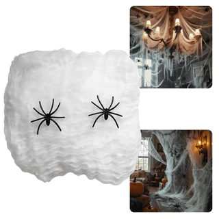 Kit Teias de Aranha Artificial + Mini Aranhas - Decoração Dia das Bruxas e Festa Halloween XIN