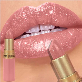 Diamante Glitter Batom Hidratante Duradouro Rosa Espumante À Prova Dwaterproof Água Brilho Labial Metálico Sexy Matiz Lá em Oferta na Shopee