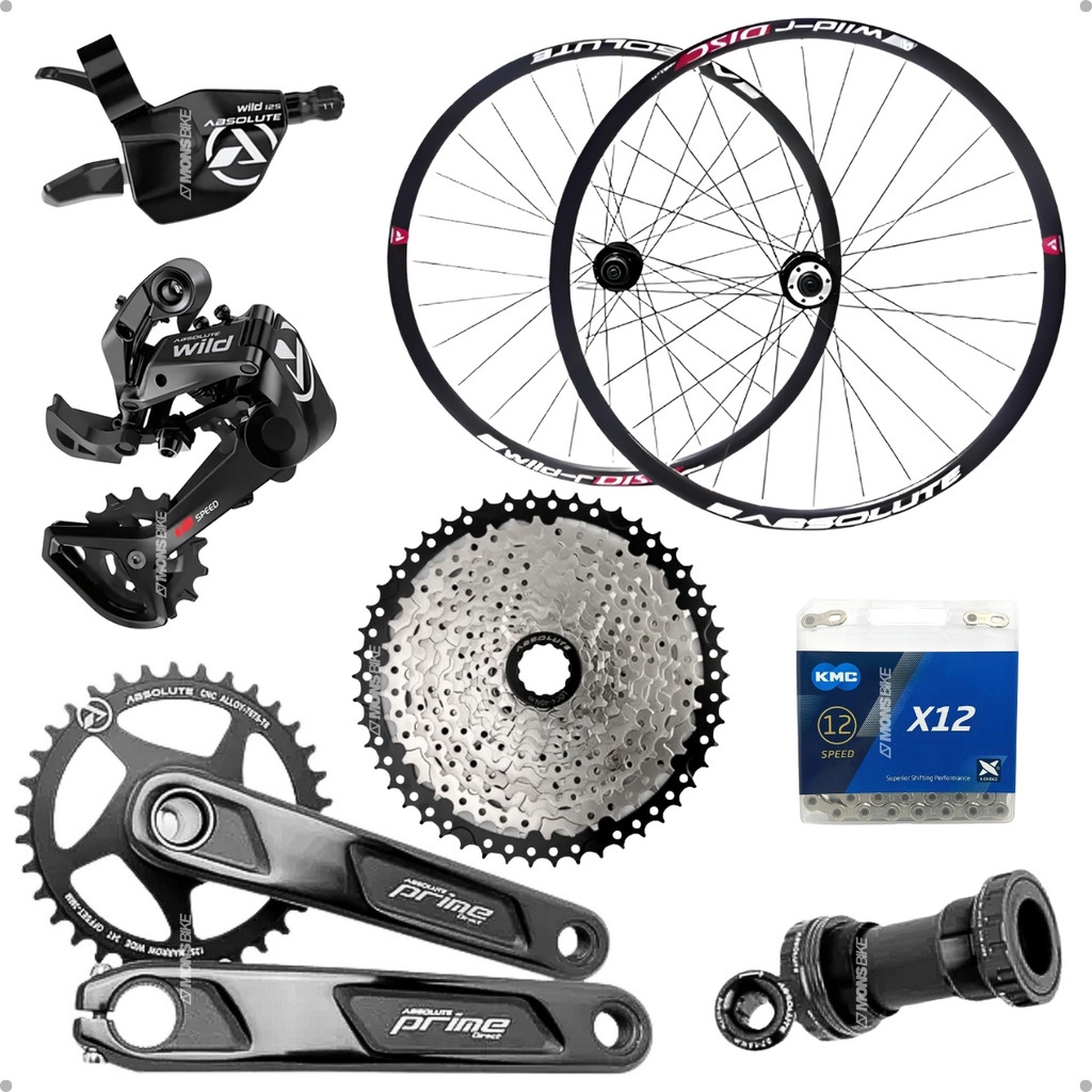 Kit Transmissão Absolute 12v Pedivela Prime + Roda K7 + Trocador e