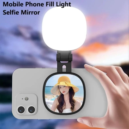 Luz de Selfie para Telefone | 360° Preenchimento + Rotação 3 Cores | Removível