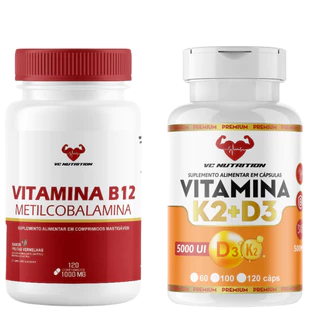 B12 Metilcobalamina 1000mg + D3 k2 7mk 120 capsulas