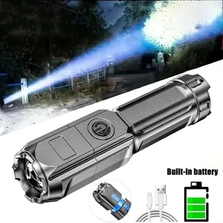 Tática Lanterna Potente LED USB Recarregável com Zoom Direcional e Resistente à Água 1371