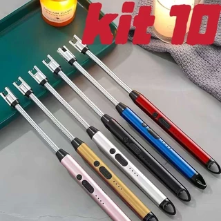 kit 10 Acendedor de Plasma Ecológico para Fogão Velas Camping Usb Luxo marisa em Oferta na Shopee
