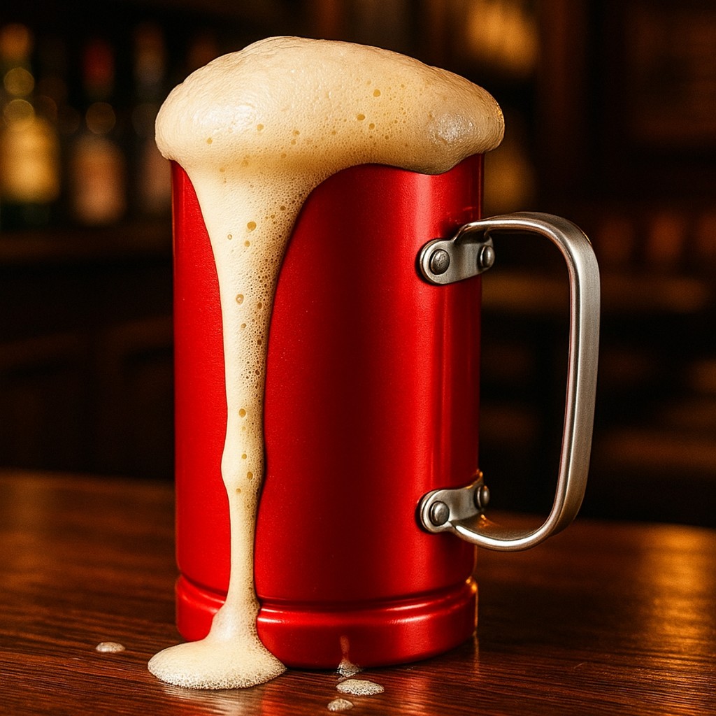 Caneca De Chopp 550ml Alumínio Vermelha Bebida Gelada | Shopee Brasil