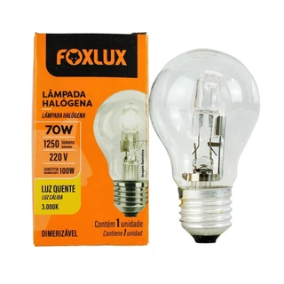 Lâmpada Halógeno Foxlux Clássica 220V 70W E27 - Embalagem com 10 Unidades em Oferta na Shopee