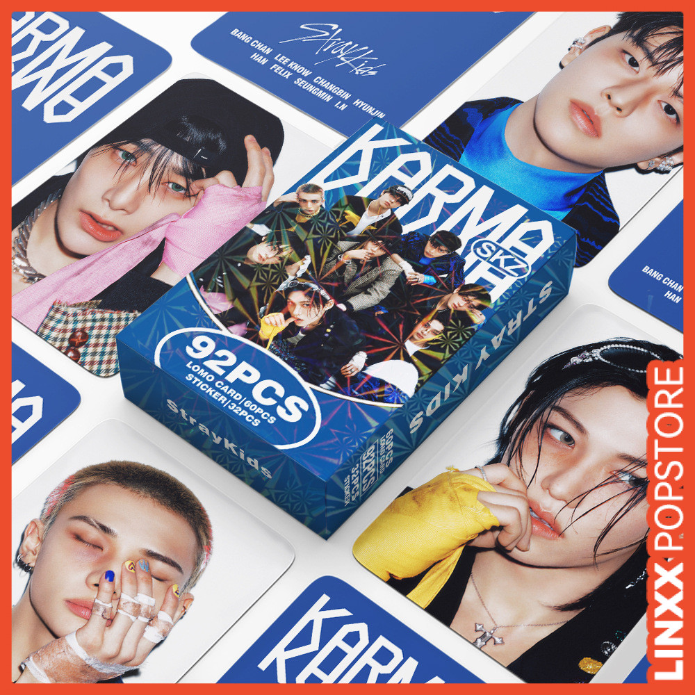 LINXX 92pcs Stray Kids Karma Lomo Cards Set Laser Holográfico