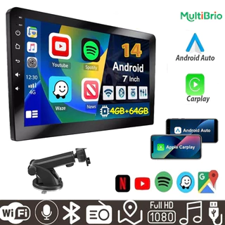 Equipamento Multimídia Carro: Tela Touch 7   Polegadas Android Auto,  CarPlay Sem Fio, Câmera e Bluetooth &FM em Oferta na Shopee