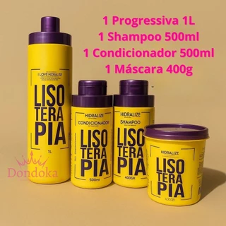 Kit Lisoterapia Progressiva Shampoo Condicionador Máscara Hidratação Reconstrução Super Tratamento