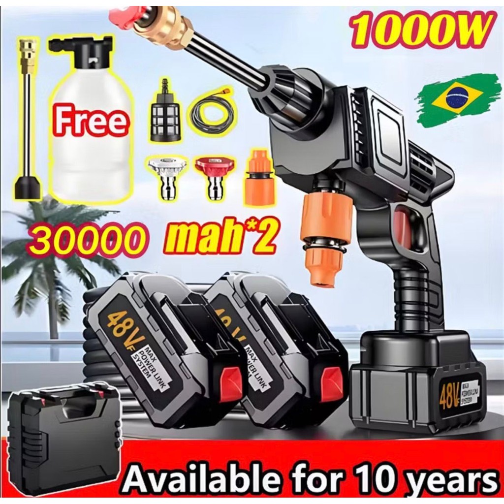 Lavadora Portátil 48V Alta Pressão – Limpeza de Carros, Jardins e Ar-Condicionado