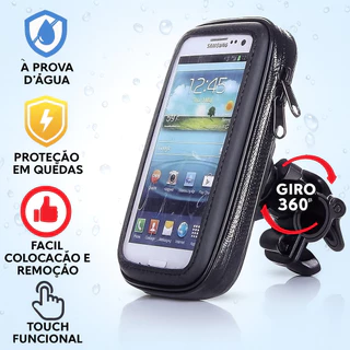 Suporte de Celular para Bicicleta à Prova d’Água 360° Giratório com Tela Touch