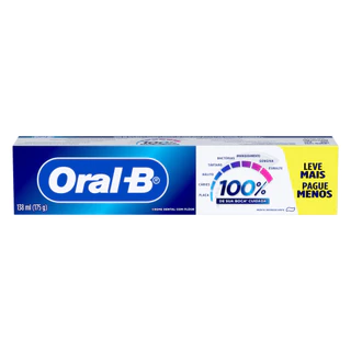 Pasta De Dente Oral-B 100%  De Sua Boca Cuidada Menta Refrescante 175G - em Oferta na Shopee