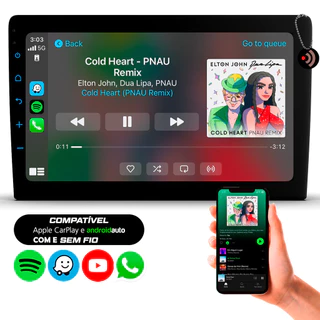 Central Multimídia Automotiva MP5 9 Polegadas Slim Full Touch CarPlay e Android Auto Com e Sem Fio