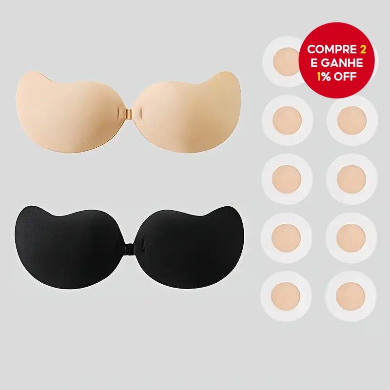2 Pares De Sutiã Push-up Adesivo De Silicone Invisível Com Capas De ...
