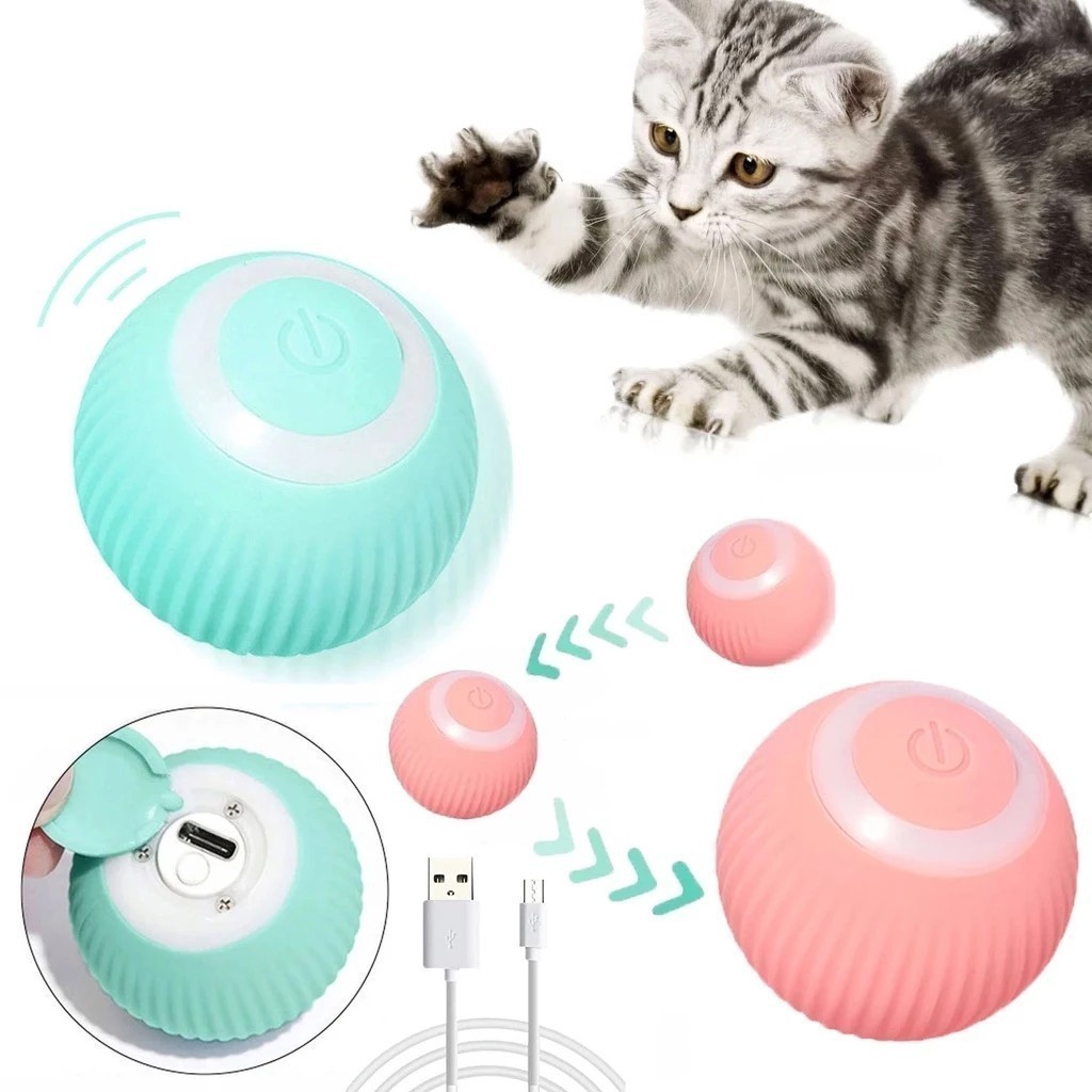 Gato Bola Brinquedo Elétrico Automático Rotação USB Recarga Brinquedos Interativos Interessante Gatinho Cão Acessórios