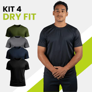 Kit 4 Camiseta Dry Fit Masculina Treino Academia Malha Fria Modal Lisa Flexível Anti odor