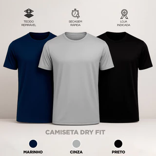 Camiseta Dry Fit Masculino Tecido Respirável Confortável Fitness LVF2-CP2