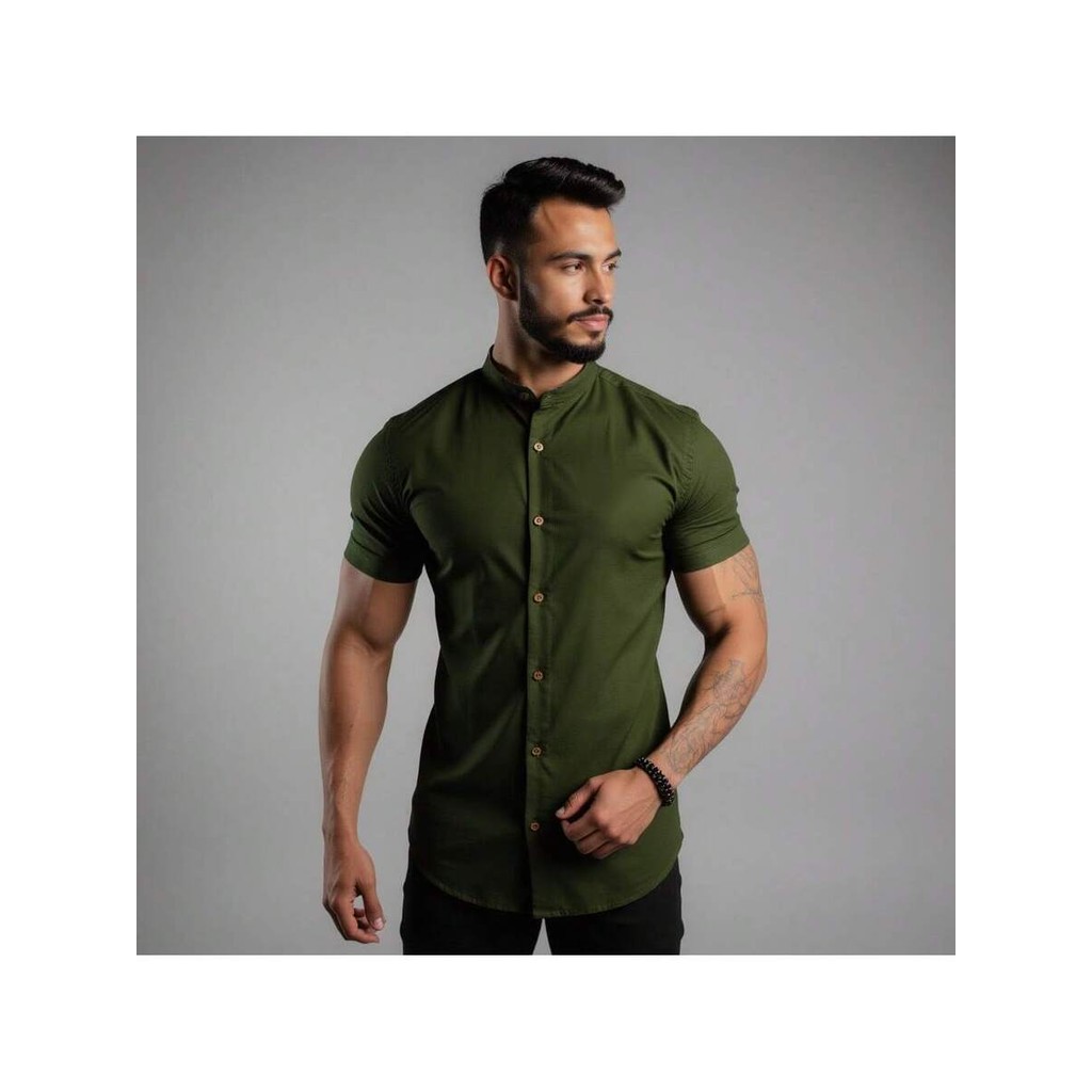 Camisa Gola Padre Masculina de Linho