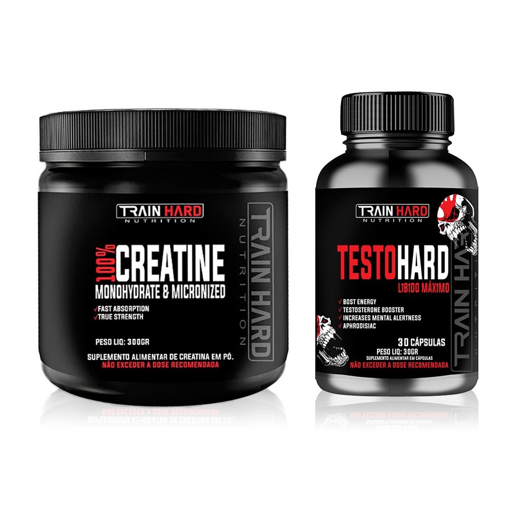Combo Creatina Pura 300g + Testo Hard 30 cps Libido Máximo Pré Hormonal ...