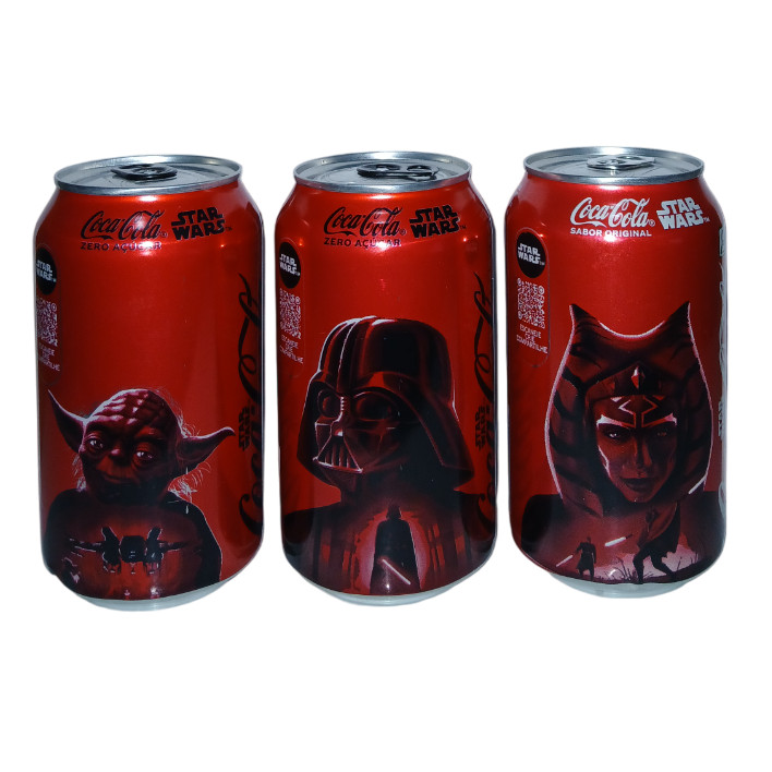 Kit 3 Coca Cola Star Wars Darth Vader Mestre Yoda Ahsoka Shaak Ti Latas ...
