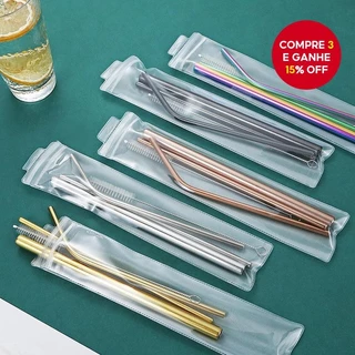 Conjunto De Canudos De Aço Inoxidável Bebendo De Metal Retos 5 Unidades/Curva Reutilizável Lavável