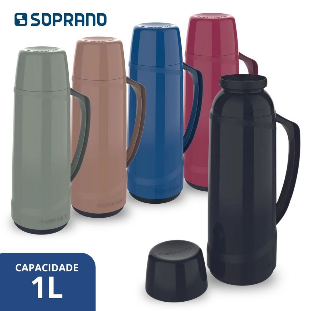 Garrafa Térmica Mesa Cristal 1 Litro Soprano Café Chá