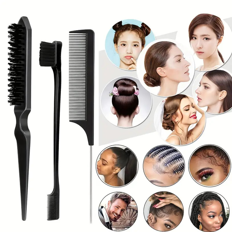 Conjunto De Escova De Cabelo 3 Peças Com Pente De Cauda De Mouse Adição Perfeita À Rotina De Cuidados