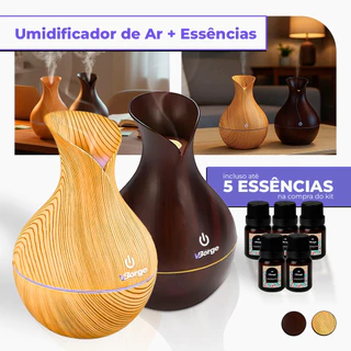 Umidificador De Ar + 5 Essências Hidrossolúvel | Difusor Modelo Vaso 200ml | Essências 10ml