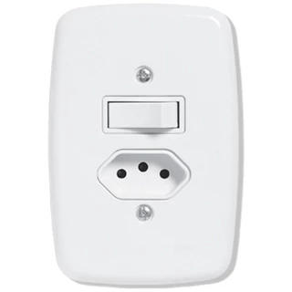 Interruptor Ideale Pluzie 1 Tecla Paralela + 1 Tomada 2P+T - 10A com Placa 4X2 Branca em Oferta na Shopee