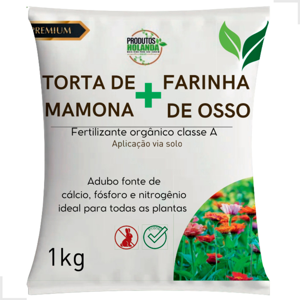 Fertilizante Torta De Mamona E Farinha De Ossos Premium 1kg | Shopee Brasil