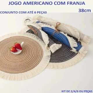 Conjunto De Jogo Americano de Algodão Kit 6 ou 4 ou 2 com Franja Multicolorido 38cm Descanso De Mesa em Oferta na Shopee