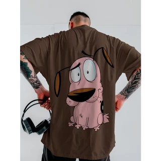 Camiseta Camisa Cão Coragem Streetwear Oversized Premiun Unissex ref -3721 Dtf
