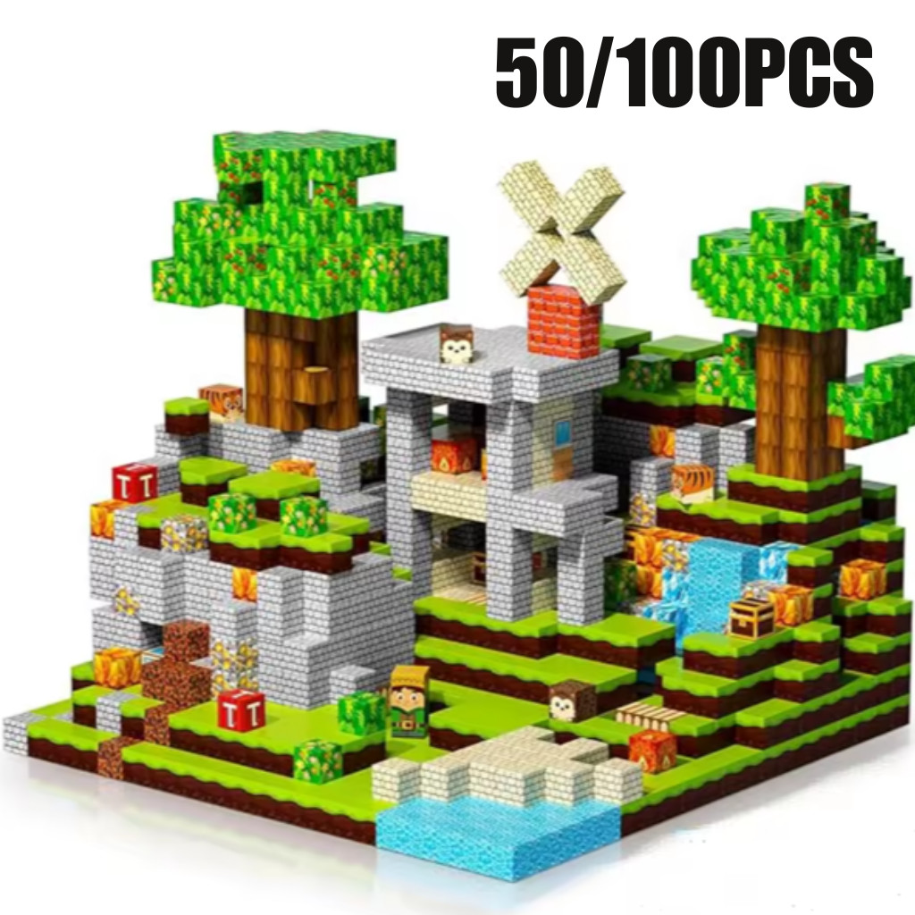 Blocos de construção magnéticos Minecraft 50/100 PÇS cubos leves ímã ...