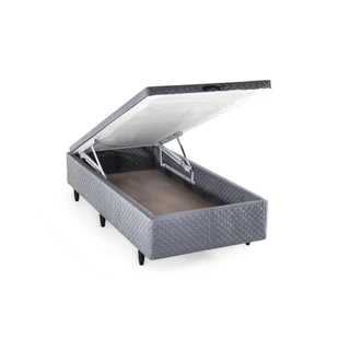 Box Baú Solteirão Herval Vivere, Molas, Jacquard Cinza, 46x96x203 em Oferta na Shopee