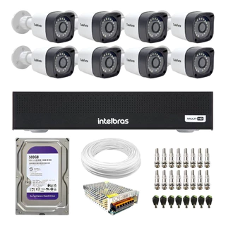 Kit 8 Câmeras Segurança Full HD DVR Intelbras 8 Canais Com HD Completo