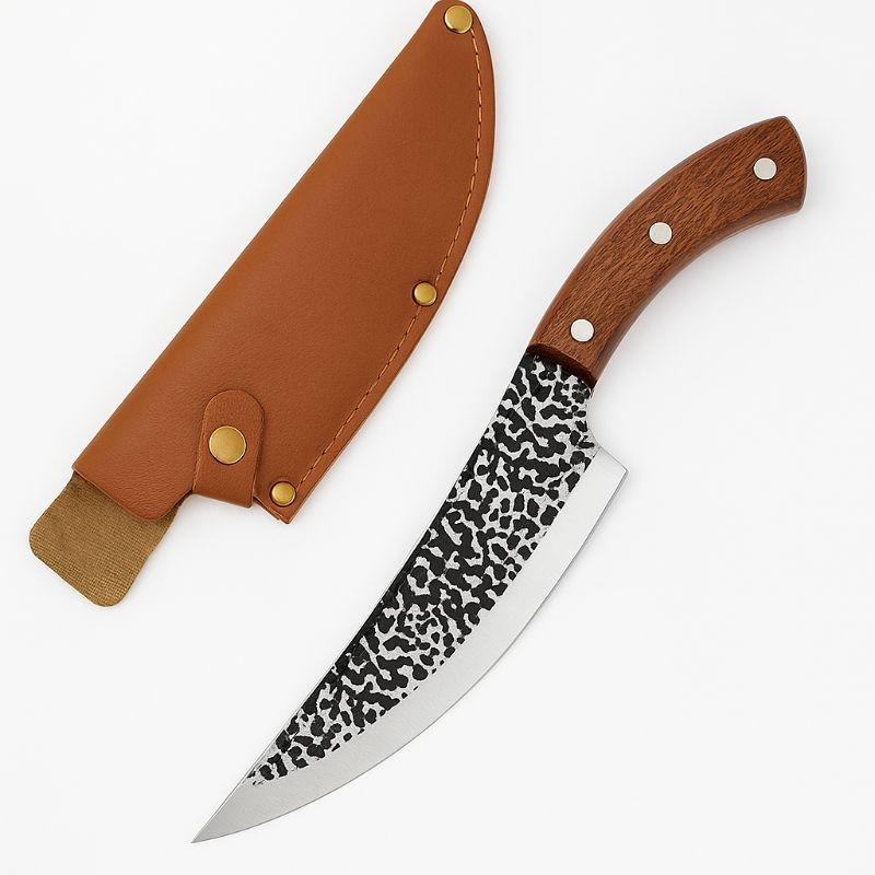 Faca Para Churrasco Artesanal Rústica Com Bainha AÇO INOX