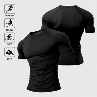 Camisa de Compressão Poliamida LISA Masculina Camiseta BASICA Rash Guard Jiujitsu Academia Treino