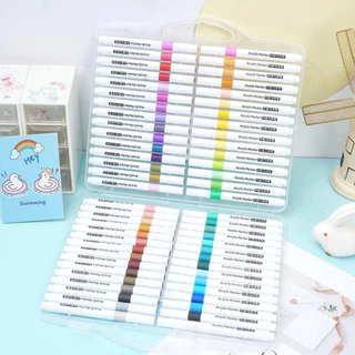 Kit Marcadores de acrílico 12/24/36/48 cores de tinta com CANETA BRANCA à prova d'água divertido.